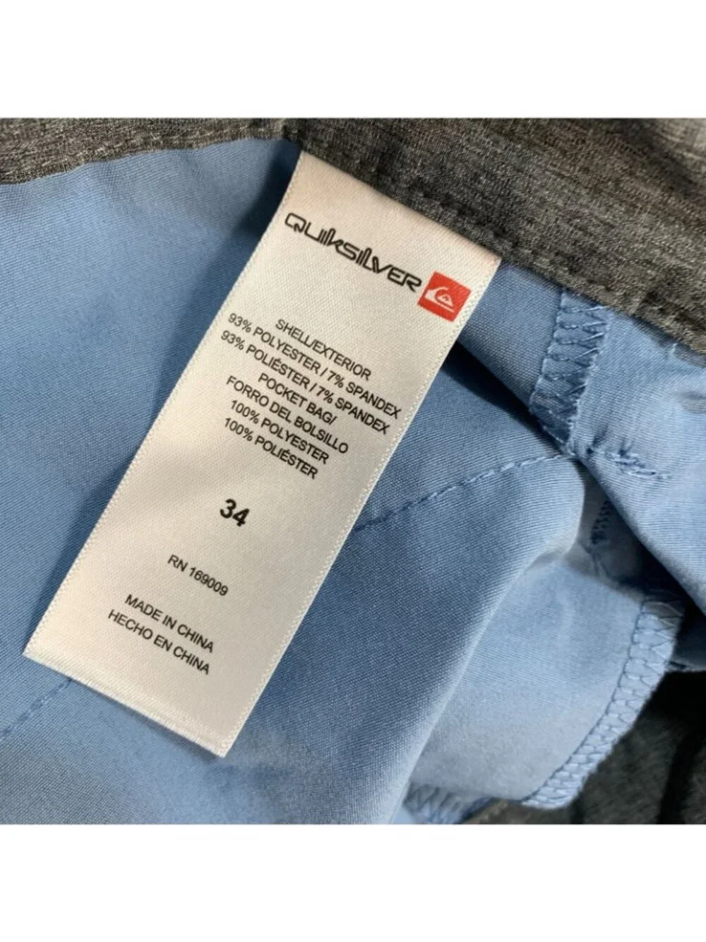 Quiksilver Men's Hybrid Shorts 34 Light Blue Polyester Blend
